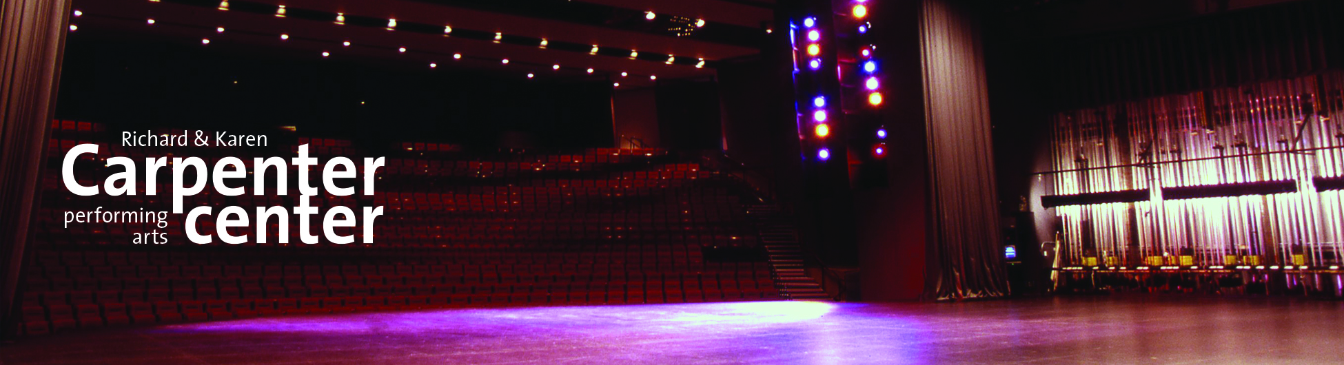 Carpenter Center logo on an image of the stage