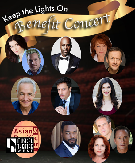 A composite image of performers participating in Musical Theatre West's benefit concerts.