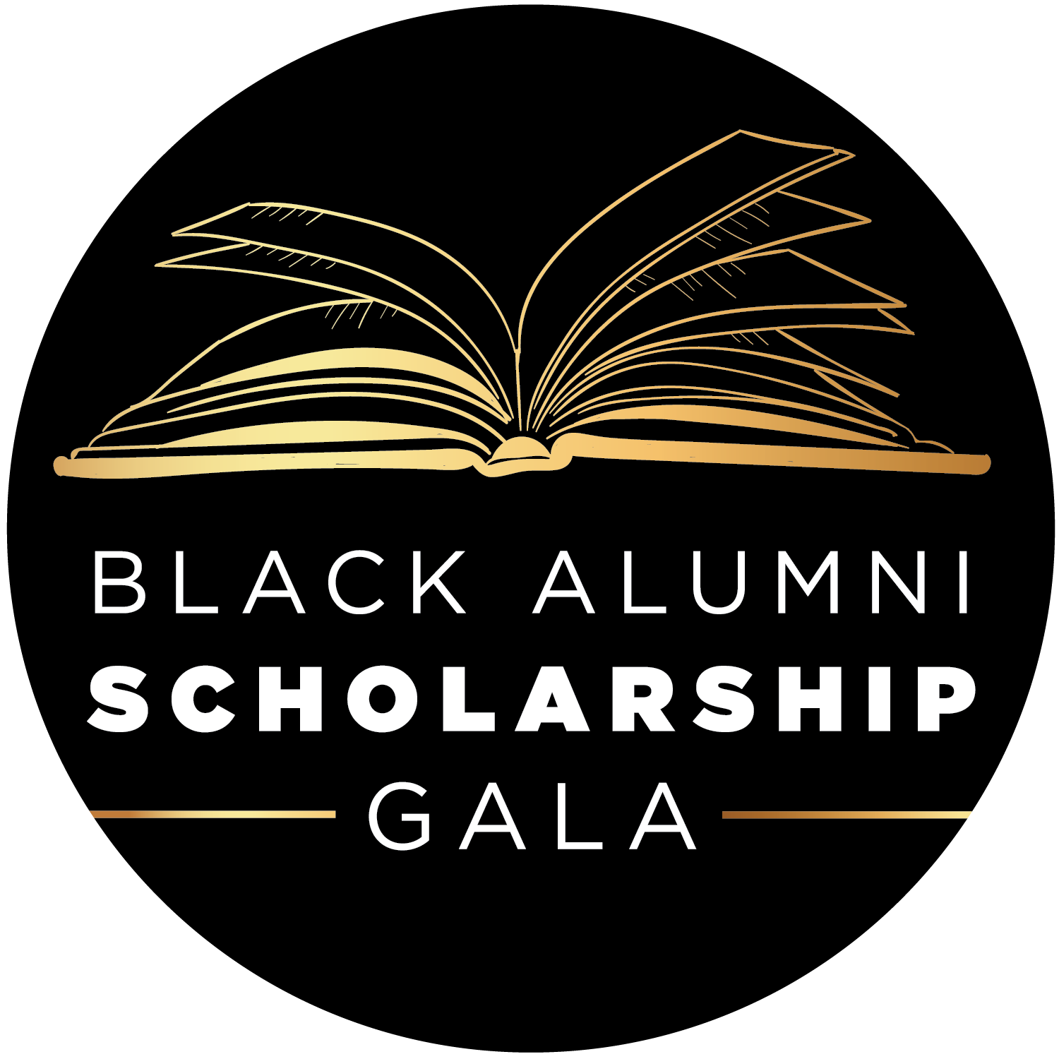 Logo for the Black Alumni Scholarship Gala showing a stylized open book