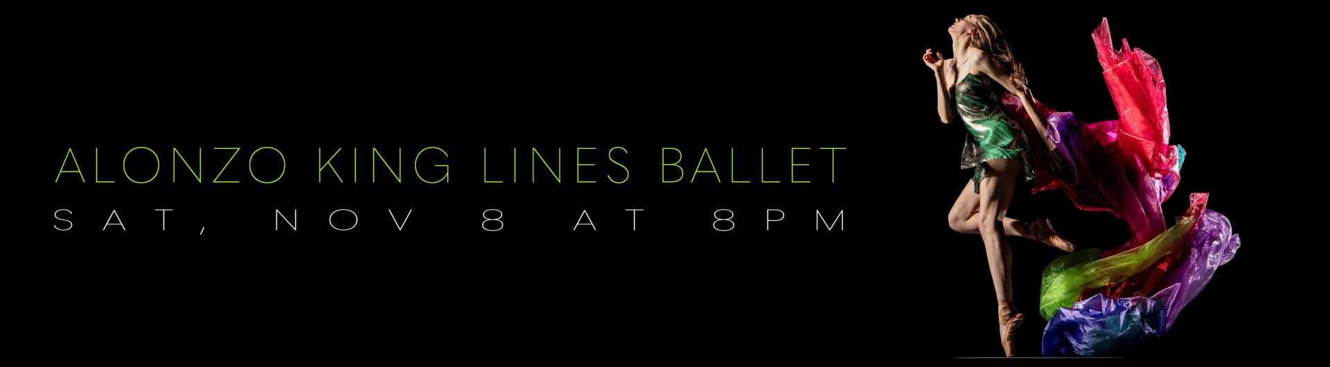 A member of Alonza King LINES ballet against a dark background