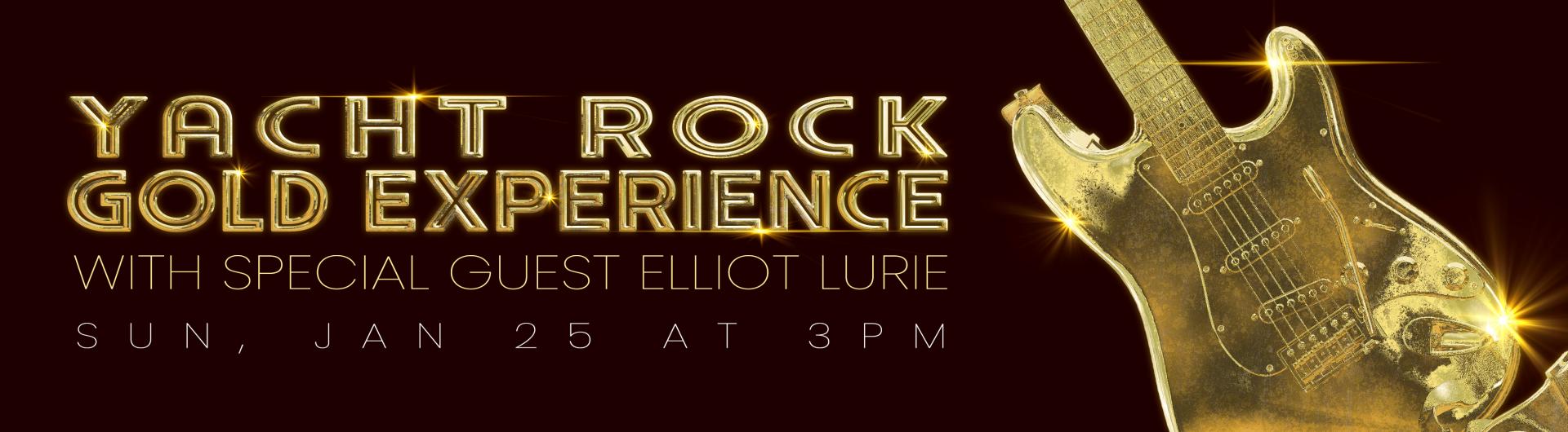 Yacht Rock Gold Experience next to a gold guitar