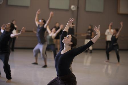 CSULB dancers during a class with A.I.M. Photo by Gregory Crosby