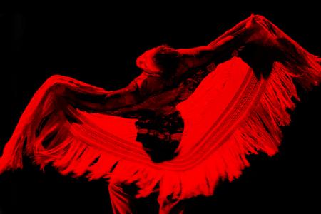 Dancer from Flamenco Vivo seen from above with arms outstretched